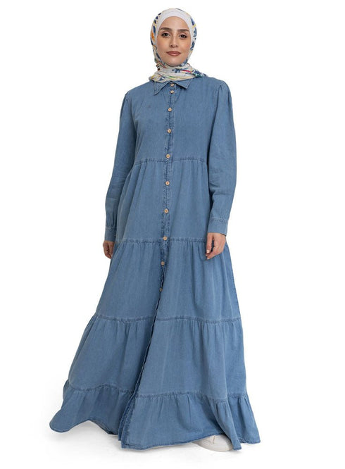 Ice Button Denim Dress - Khotwh